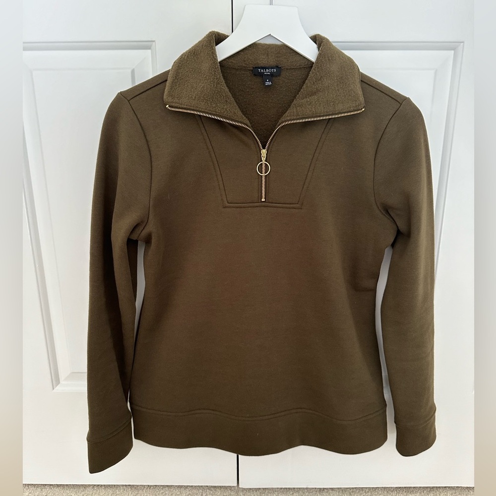 Talbots Fleece-lined Quarter Zip Sweatshirt - Petite